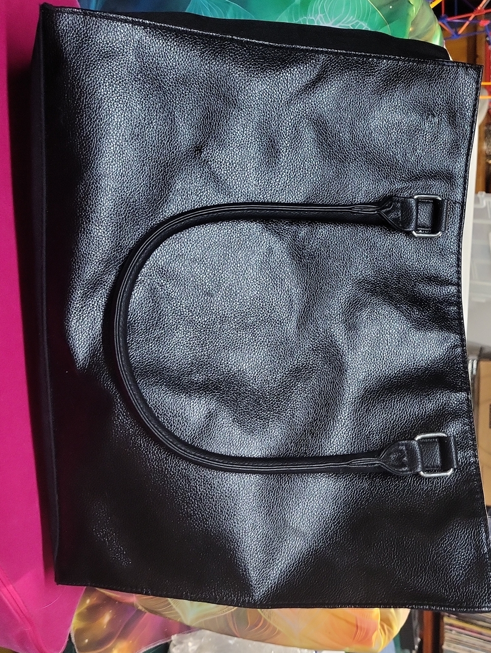 Black Leather Tote Bag - Classic Women's Handbag